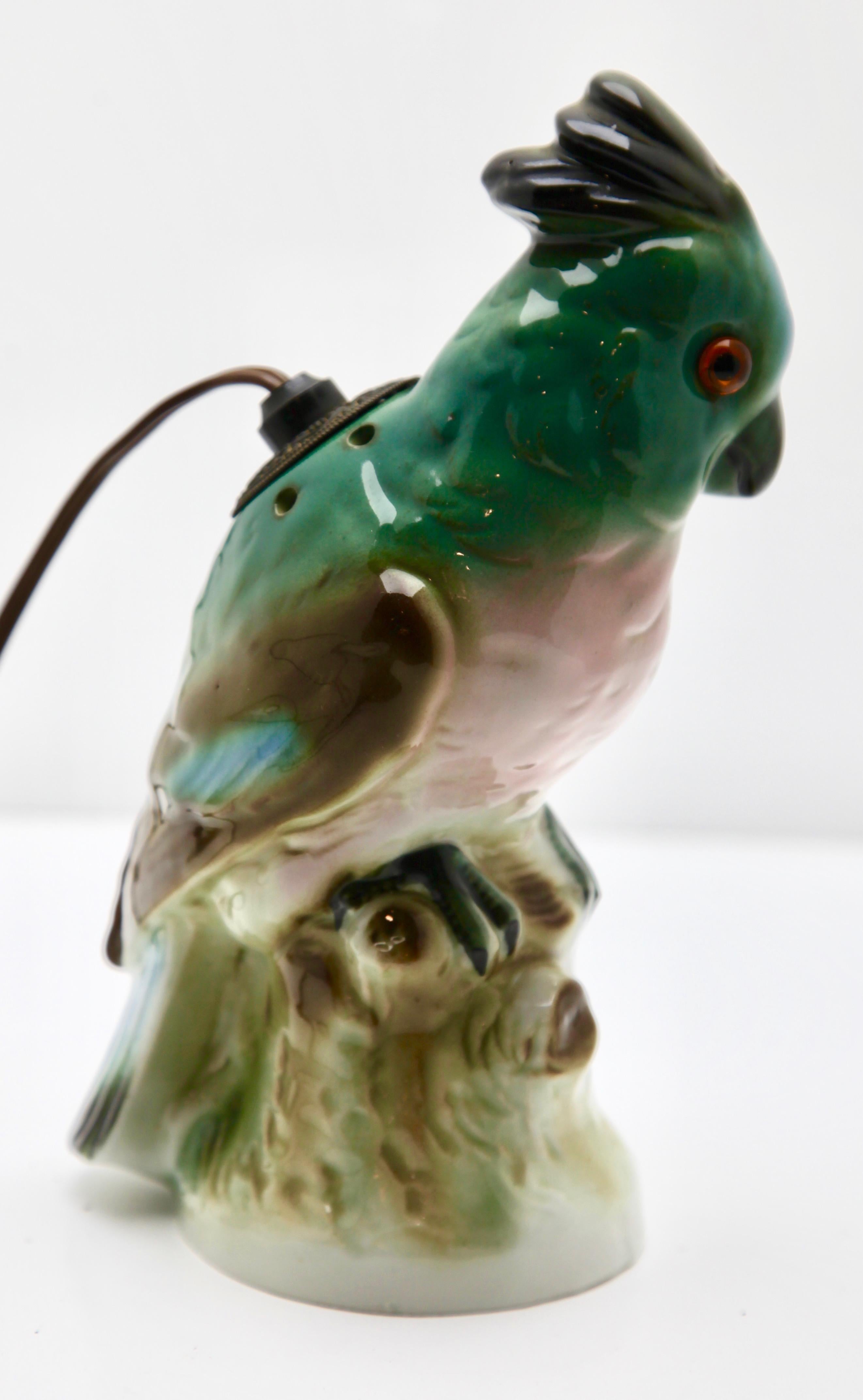 Porcelain Parrot Figurine, Perfume or Bedside Lamp, 'Germany, 1930s' In Good Condition In Verviers, BE