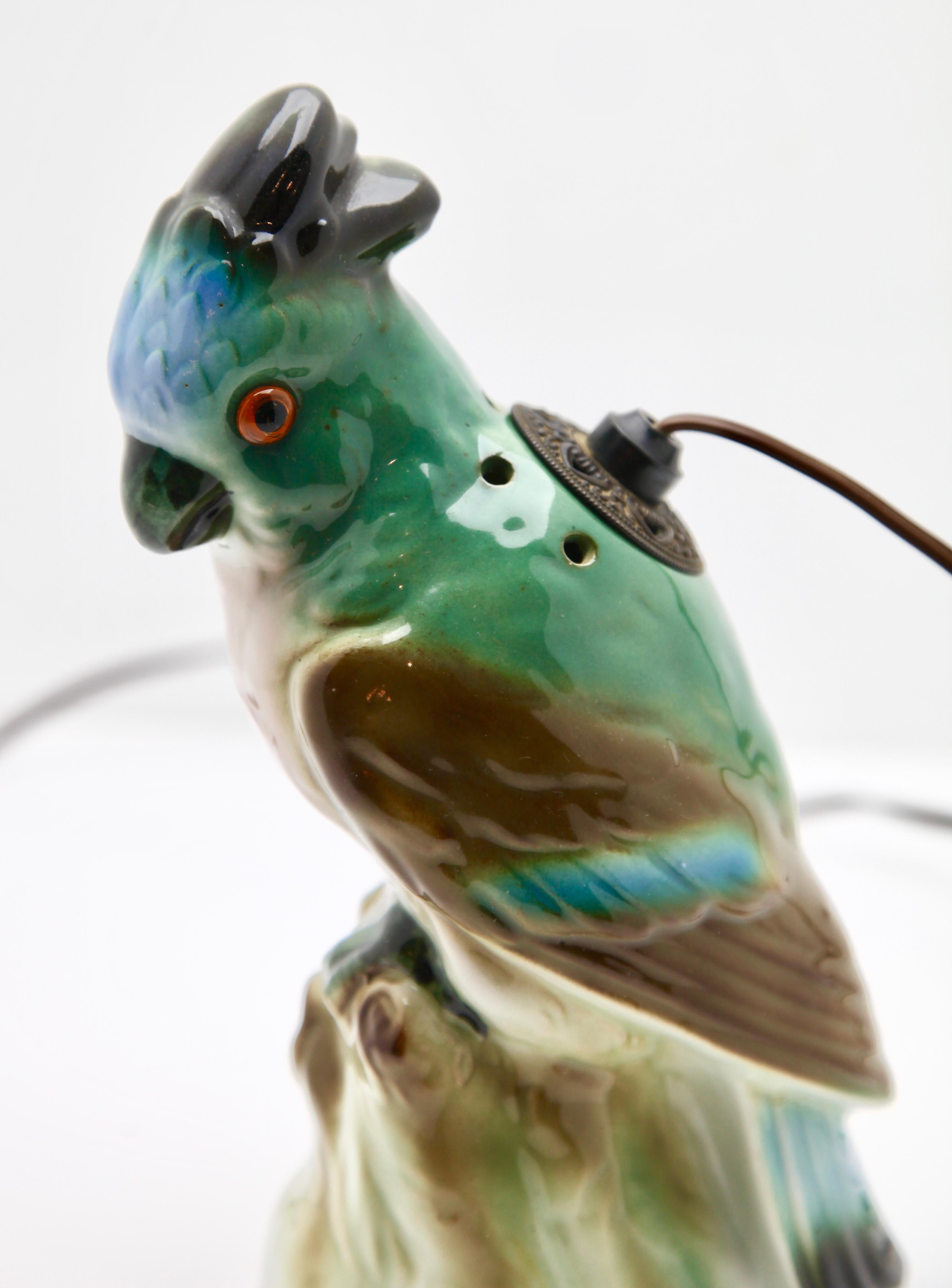 Mid-20th Century Porcelain Parrot Figurine, Perfume or Bedside Lamp, 'Germany, 1930s'