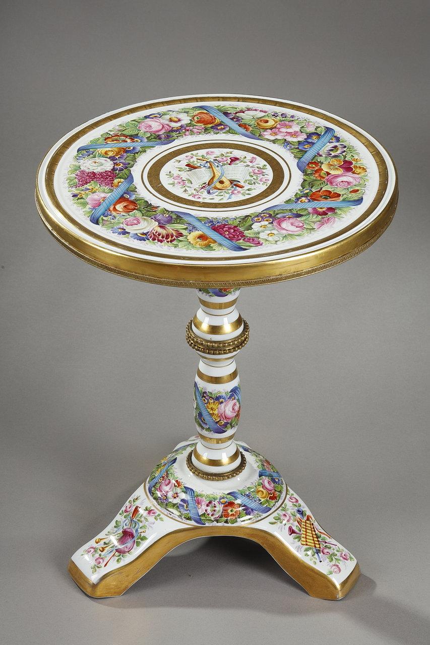 Napoleon III Porcelain Pedestal Table 