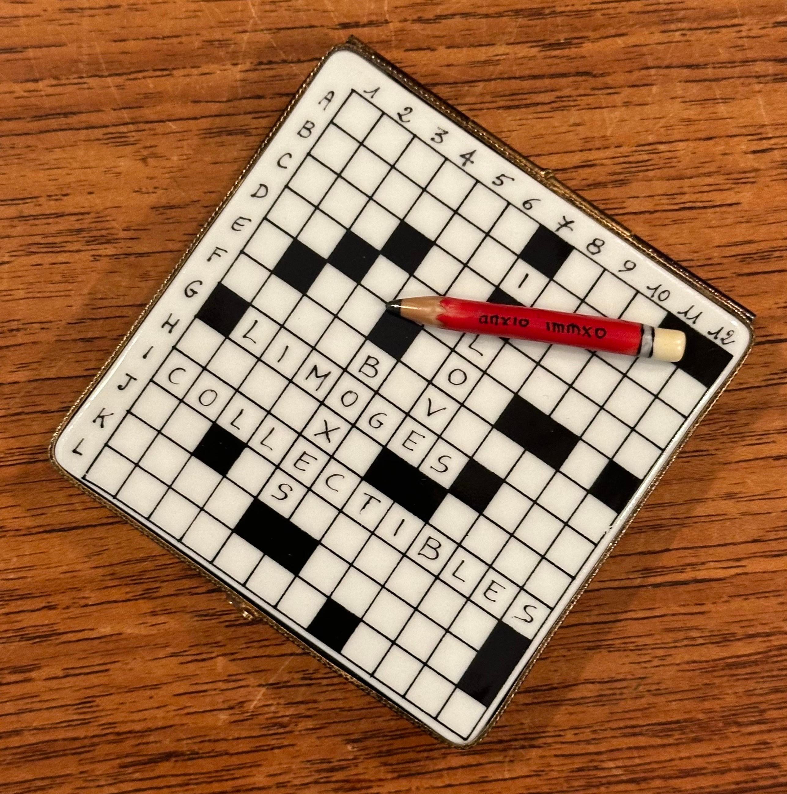 Porcelain Peint a la Main Vintage Crossword Puzzle Trinket Box by Limoges 2
