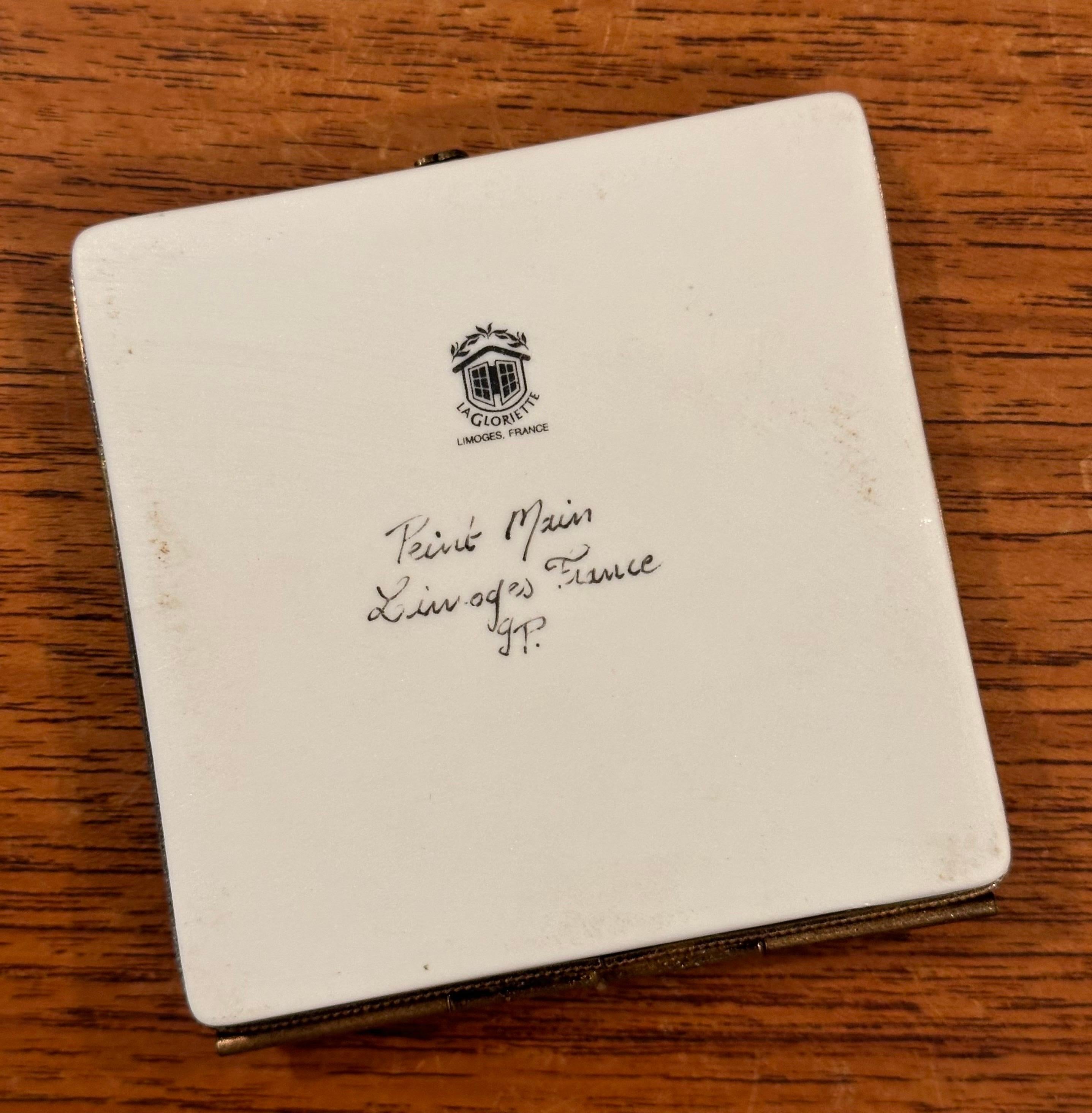 Caja de baratijas de porcelana Peint a la Main Vintage Crucigrama de Limoges 2