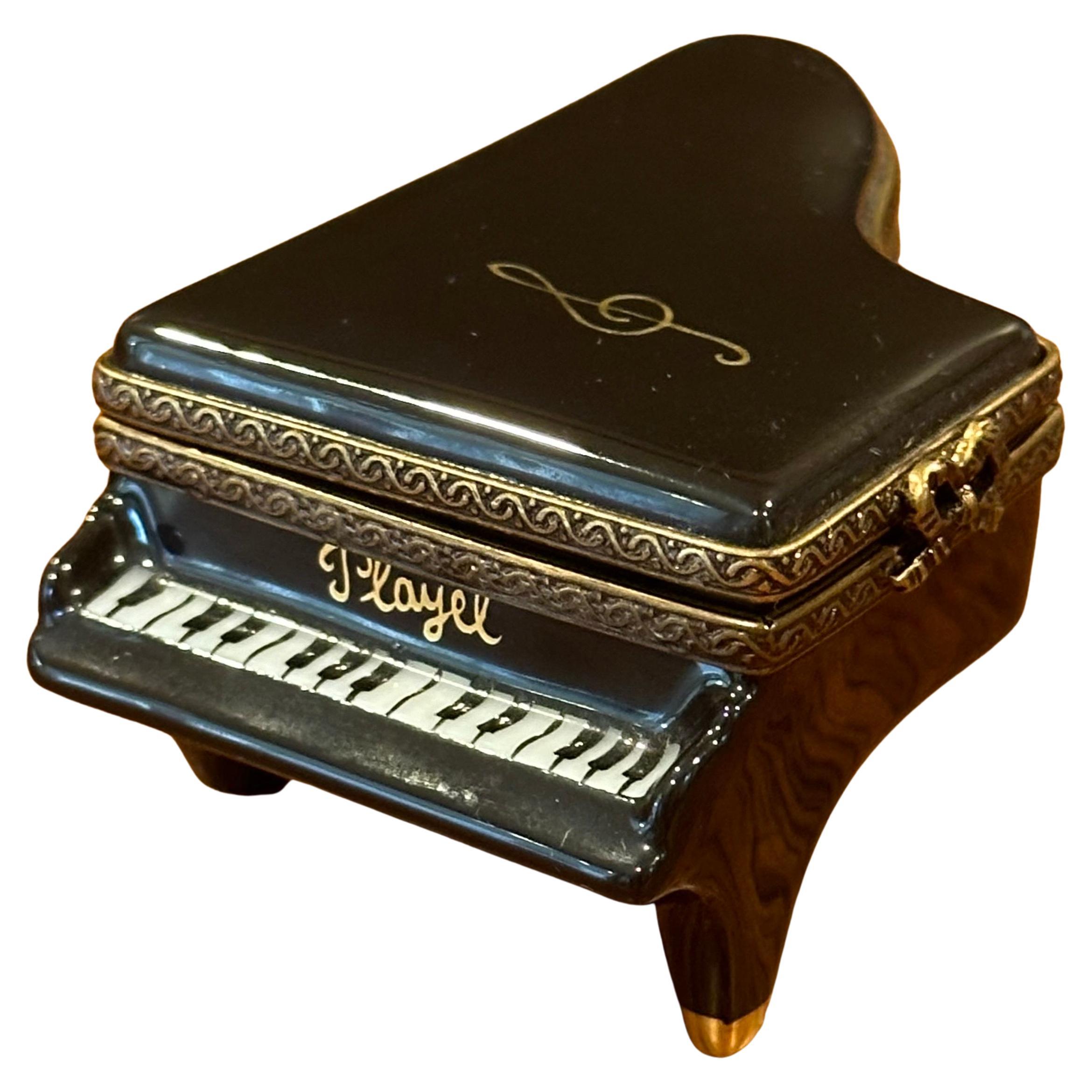 Caja de baratijas de porcelana Peint a la Main Vintage Grand Piano de Limoges