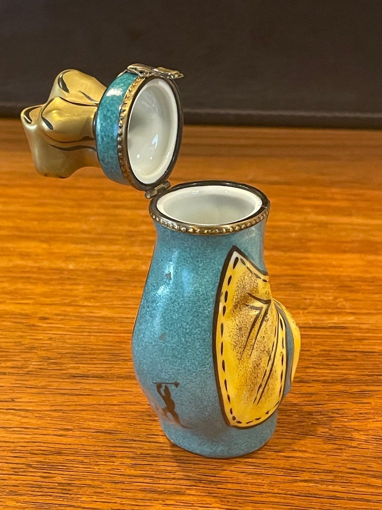 Porcelain Peint Main Set of Golf Clubs Trinket Box by Limoges For Sale at 1stDibs