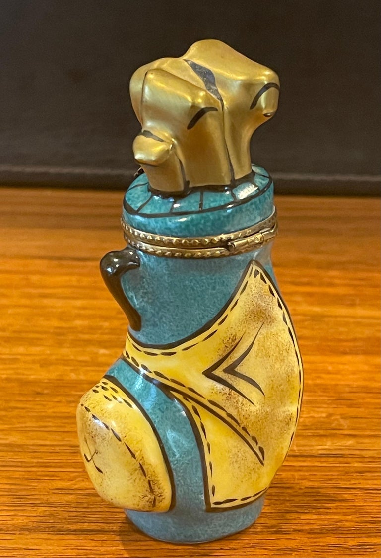 Porcelain Peint Main Set of Golf Clubs Trinket Box by Limoges For Sale at 1stDibs