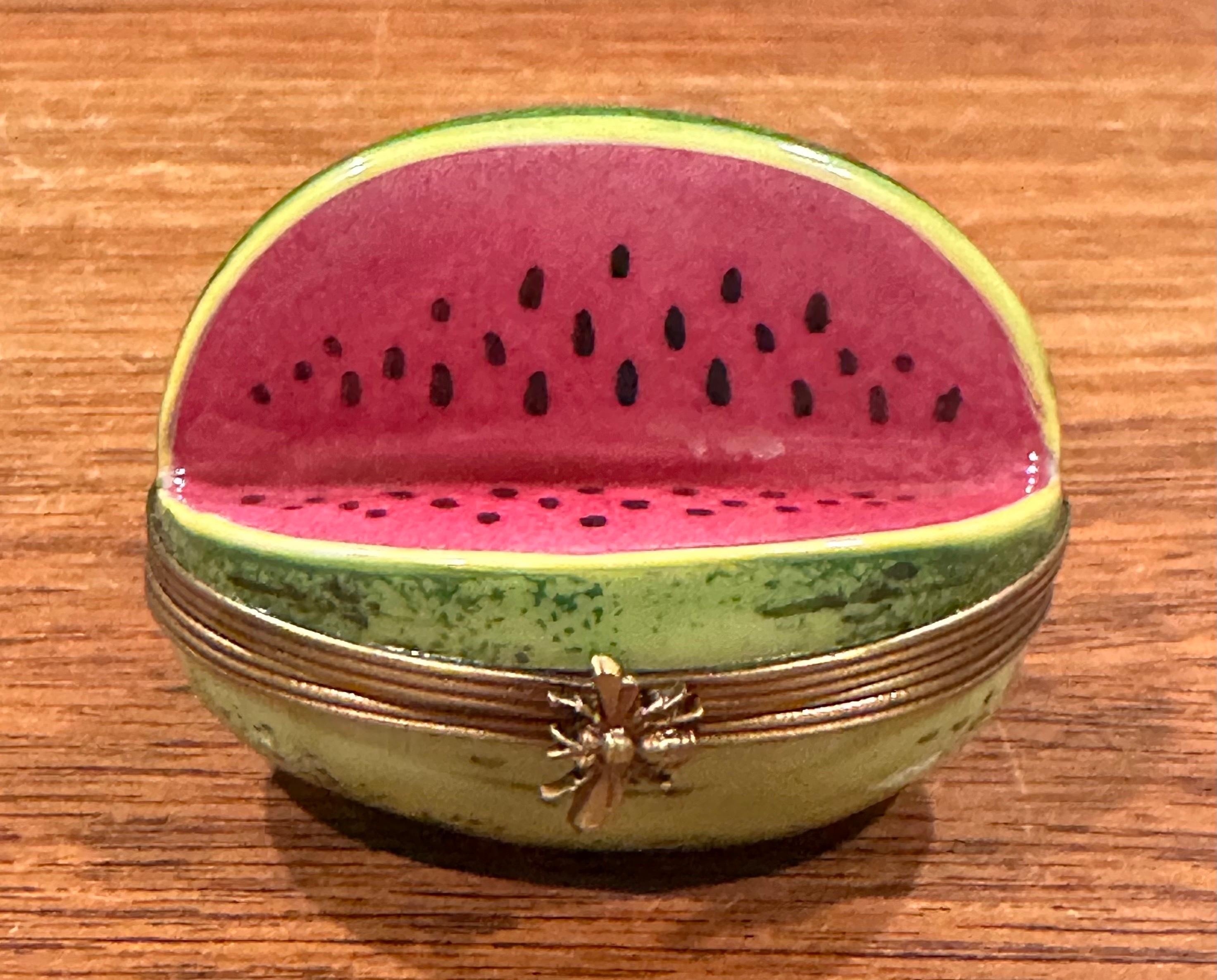 Caja de baratijas de porcelana Peint Main Vintage Cut Watermelon de Limoges 8