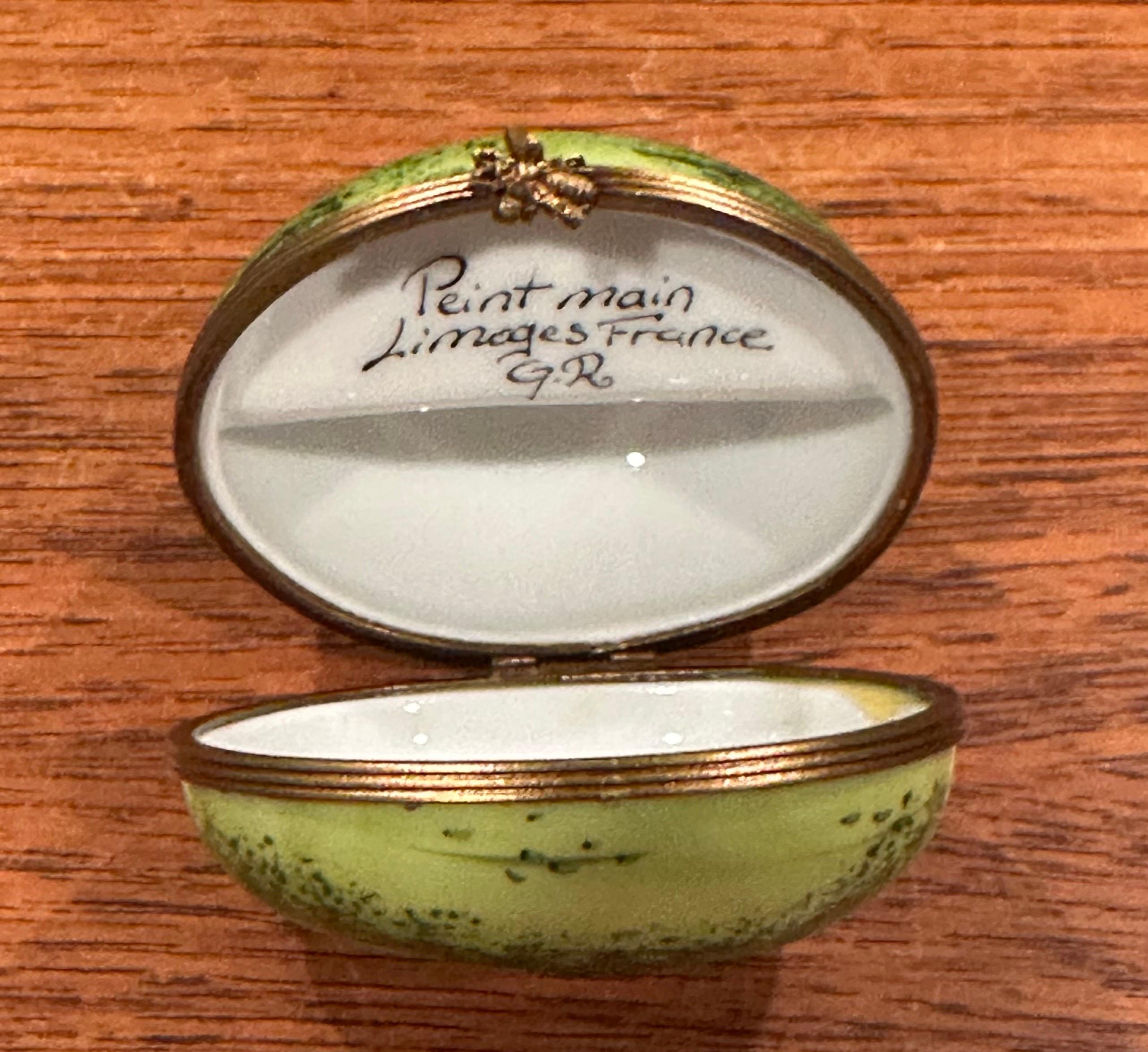 Caja de baratijas de porcelana Peint Main Vintage Cut Watermelon de Limoges 9