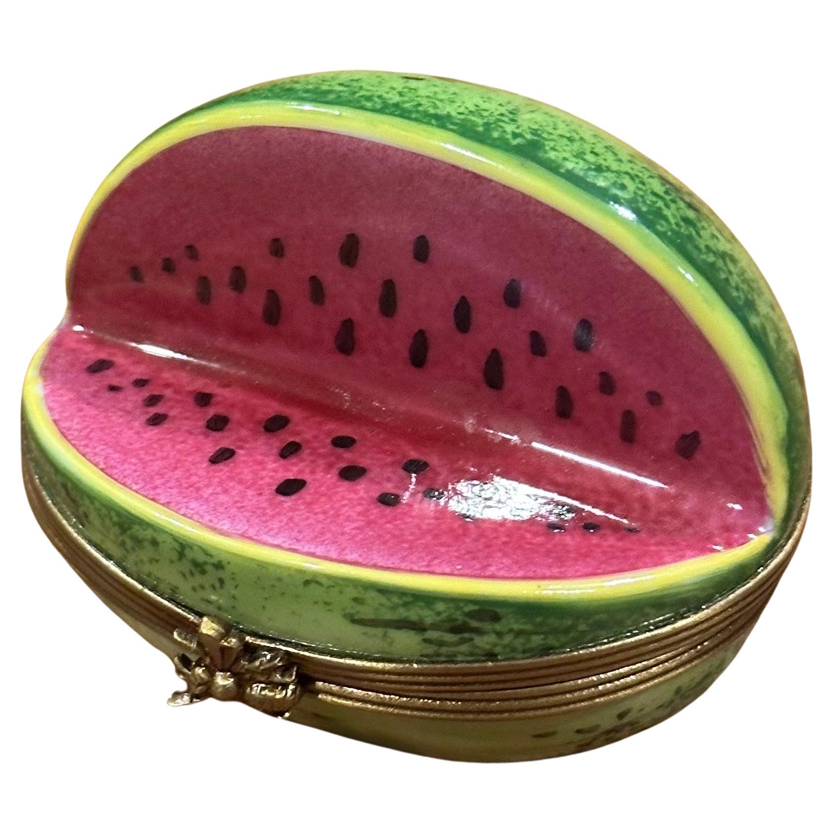 Caja de baratijas de porcelana Peint Main Vintage Cut Watermelon de Limoges 10