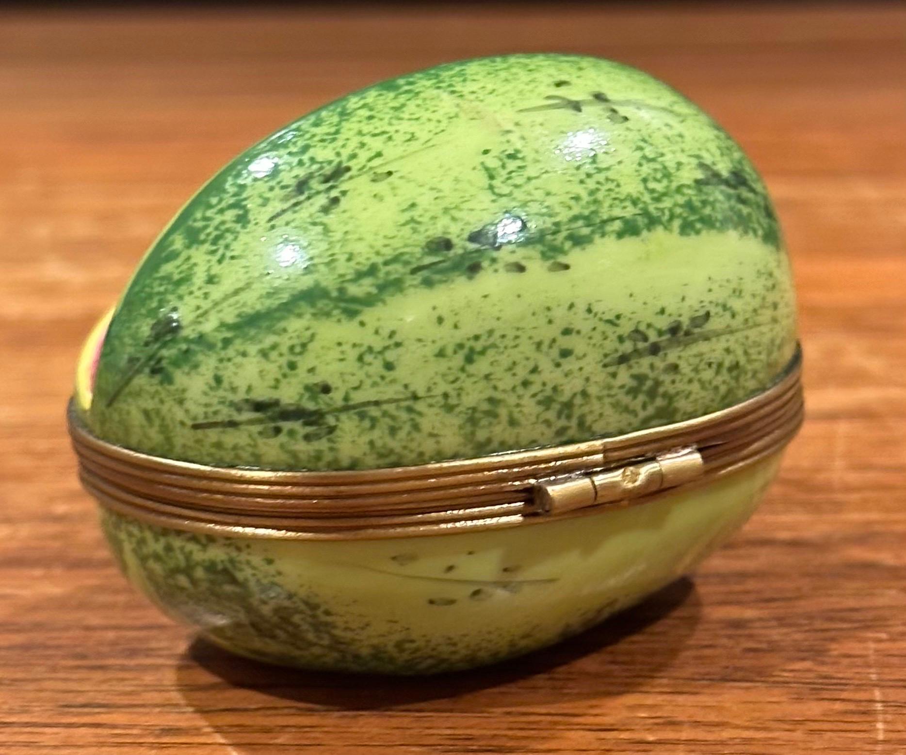 Caja de baratijas de porcelana Peint Main Vintage Cut Watermelon de Limoges 1