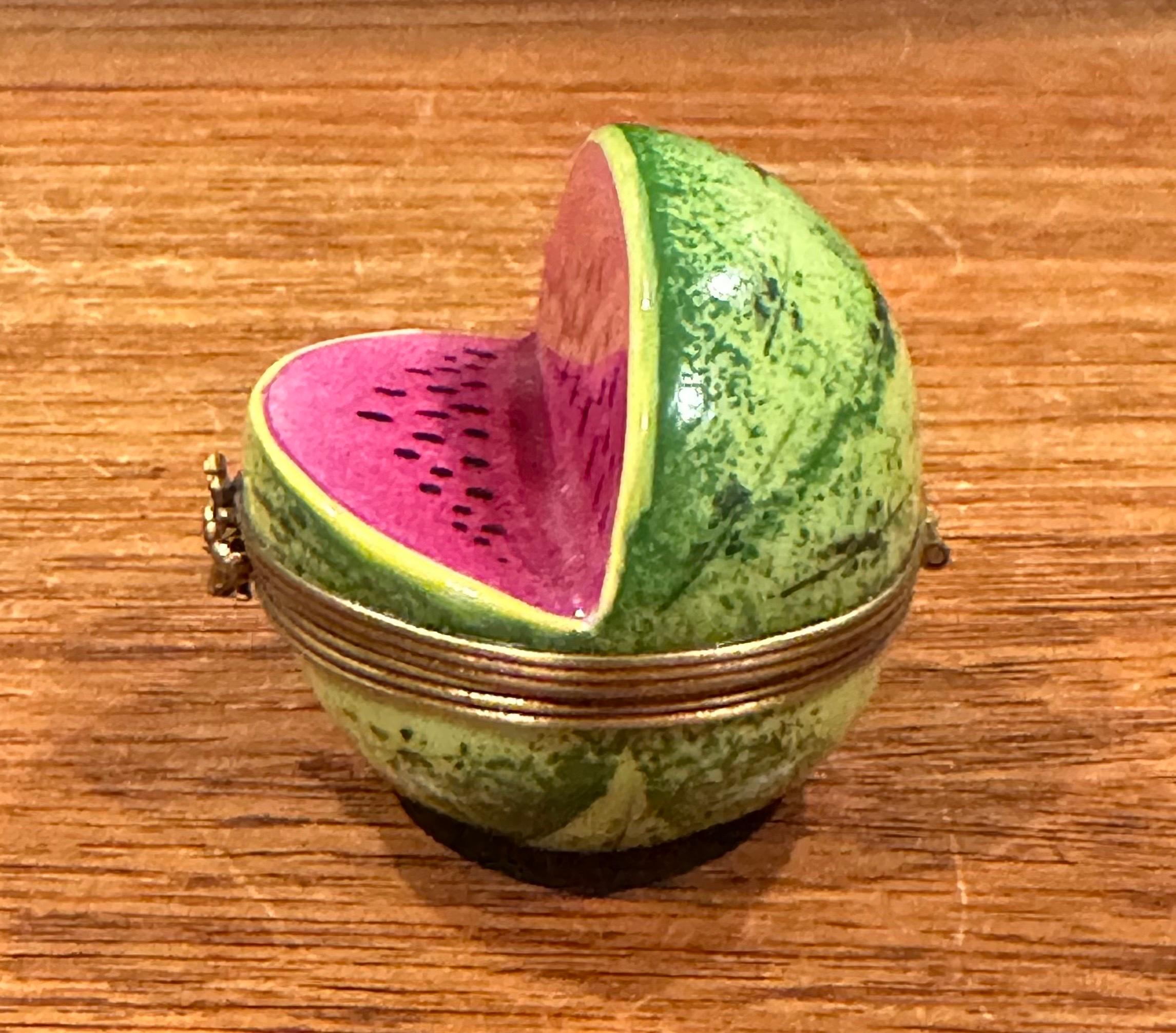 Caja de baratijas de porcelana Peint Main Vintage Cut Watermelon de Limoges 2