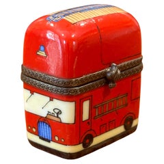 Boîte à bijoux vintage Peint Main Vintage Fire Truck de Limoges