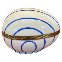 Porcelain Peint Main Vintage Large Egg Trinket Box by Limoges