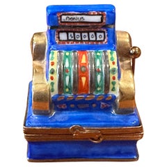 Porcelain Peint Main Vintage Slot Machine Trinket Box by Limoges