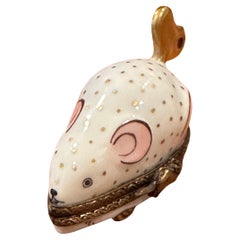 Boîte à bijoux chevalière Peint Main Vintage Toy Mouse de Limoges