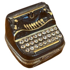 Porcelain Peint Main Vintage Typewriter Trinket Box by Limoges