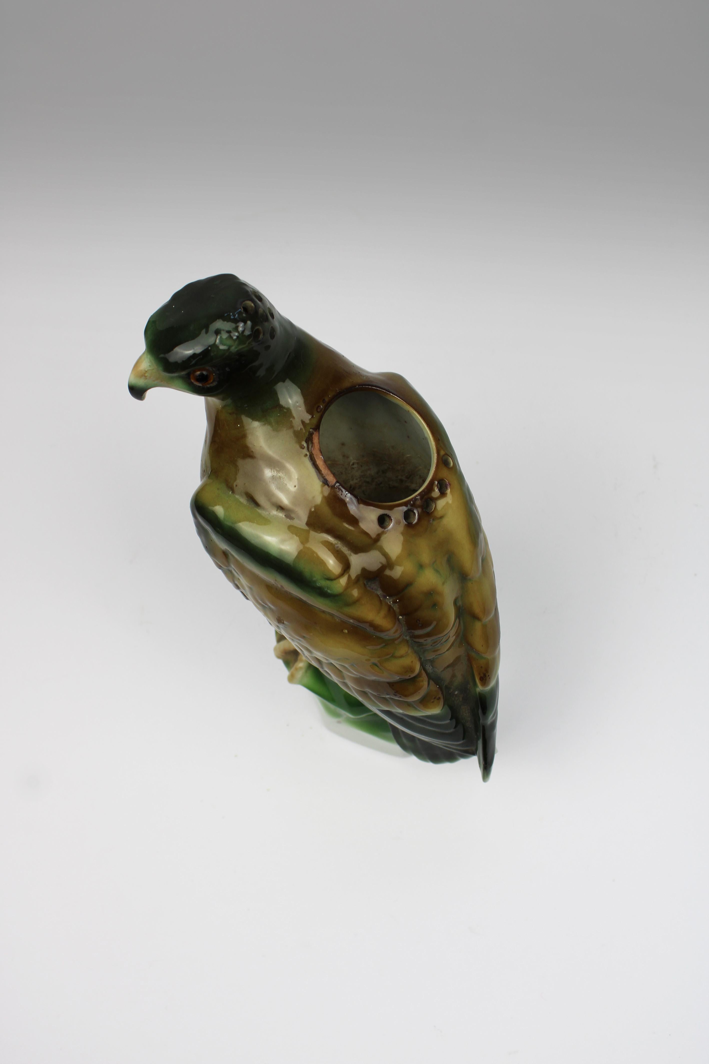 Porcelain Perfume Aerozon Falcon Glass Eyes Art Deco Marked 1920's Germany For Sale 5