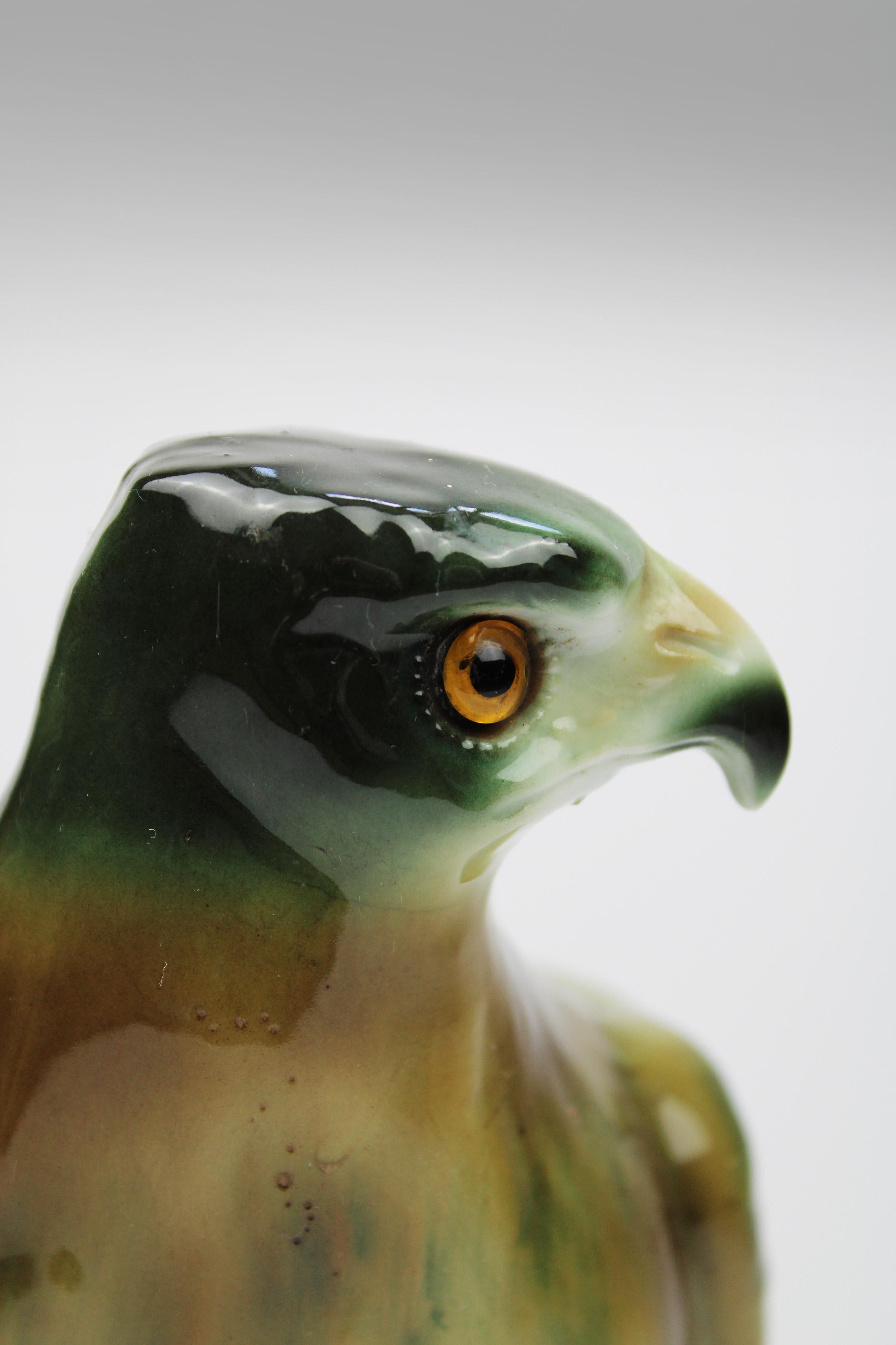 Porcelain Perfume Aerozon Falcon Glass Eyes Art Deco Marked 1920's Germany For Sale 2