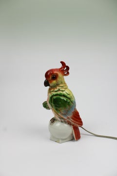 Porcelain Perfume Lamp Art Deco Cockatoo 1930's Germany