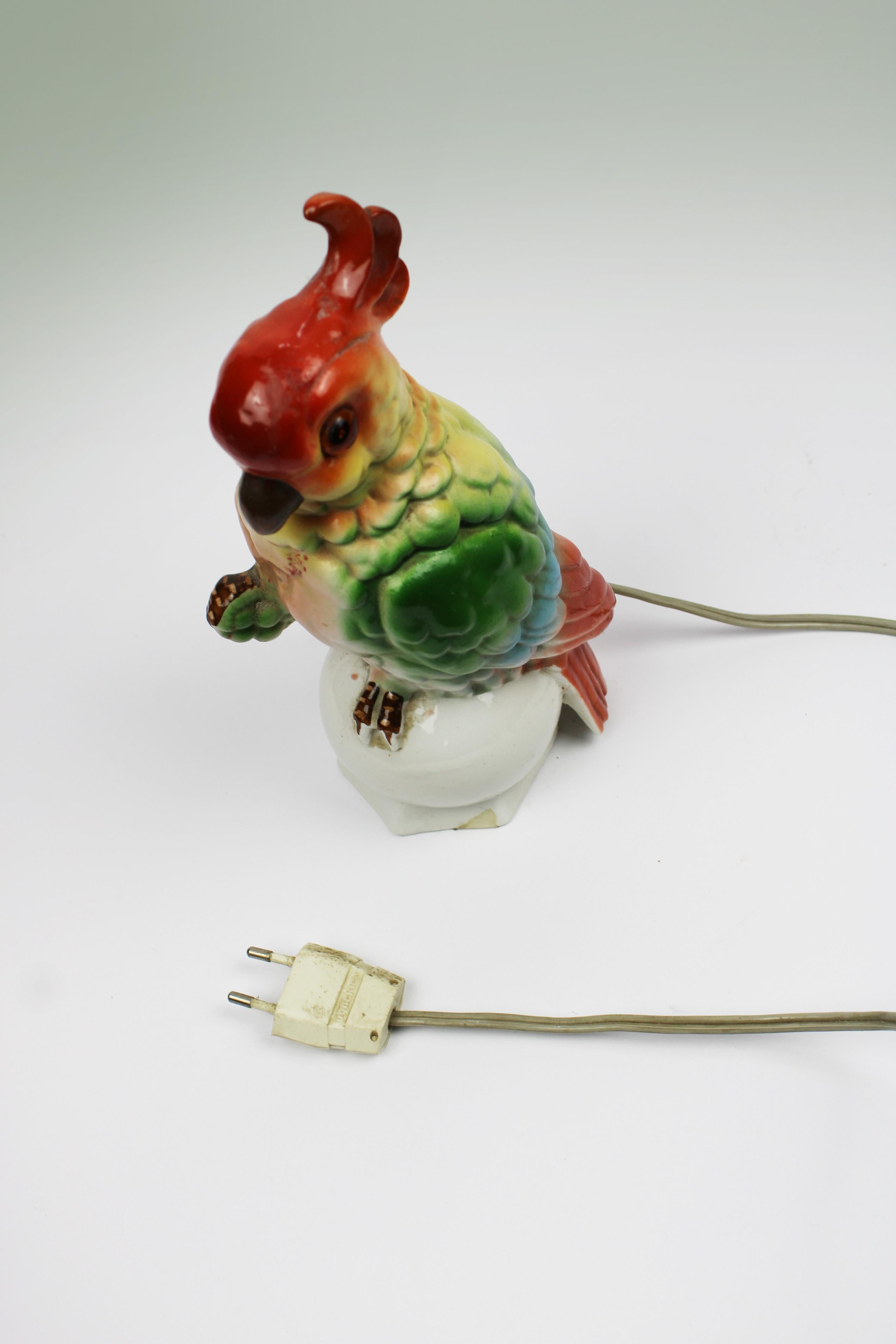 Porcelain Perfume Lamp Art Deco Cockatoo 1930's Germany For Sale 5
