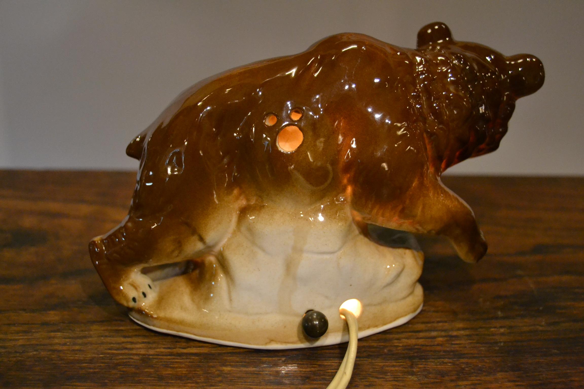 20ième siècle Lampe à parfum Porcelain Bear, Allemagne, années 1930 en vente