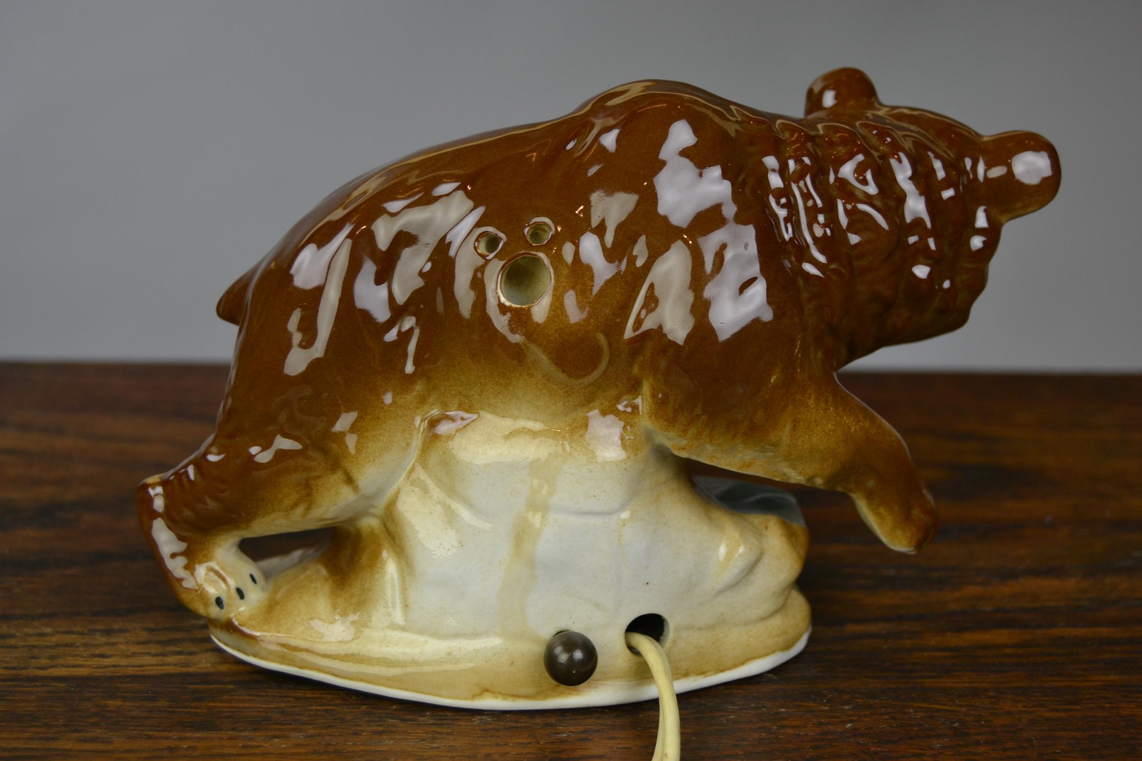 Porcelain Bear Perfume Lamp , Germany, 1930s In Good Condition For Sale In Antwerp, BE