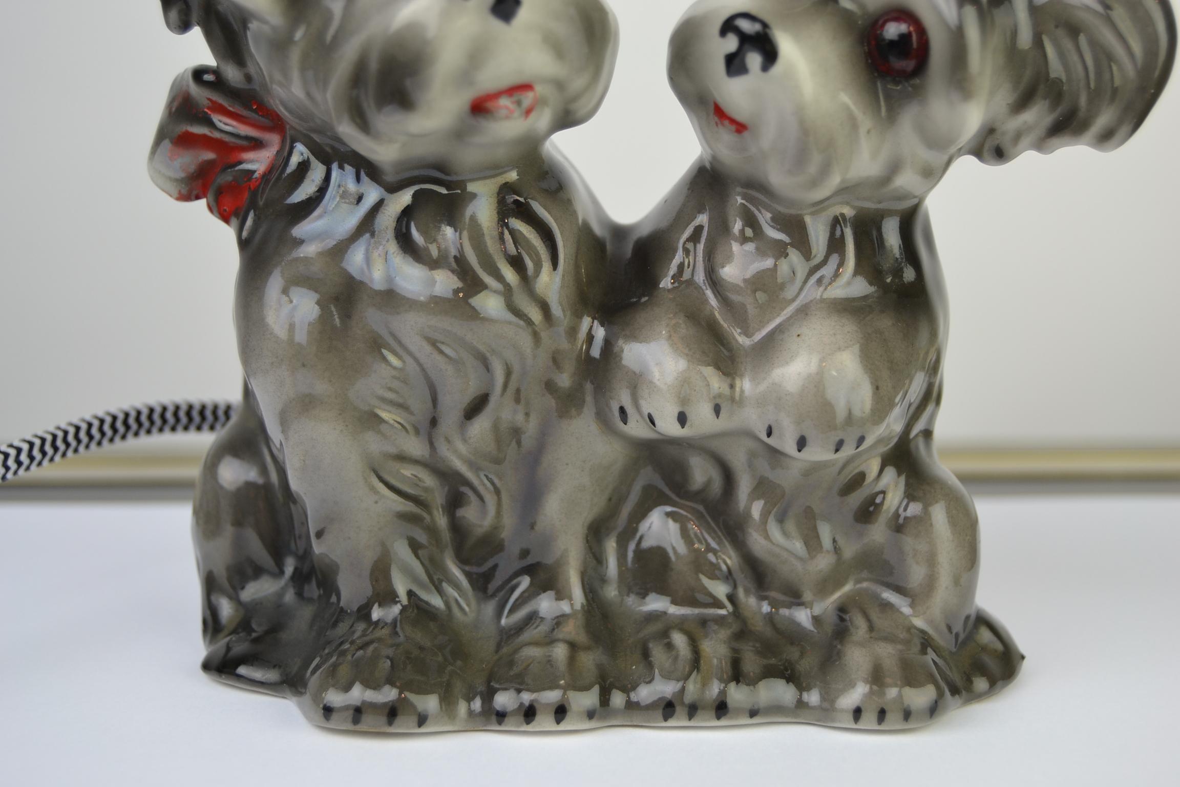 Porcelain Perfume Lamp with 2 Dogs, Germany, 1950s For Sale 2