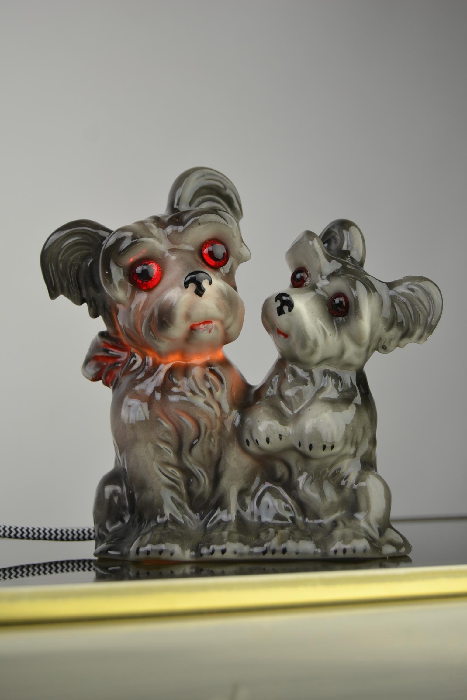 Porcelain Perfume Lamp with 2 Dogs, Germany, 1950s For Sale 3