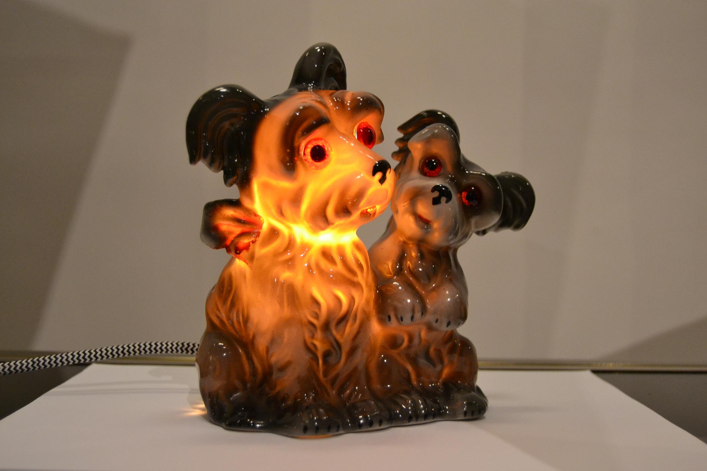 Porcelain Perfume Lamp with 2 Dogs, Germany, 1950s For Sale 4
