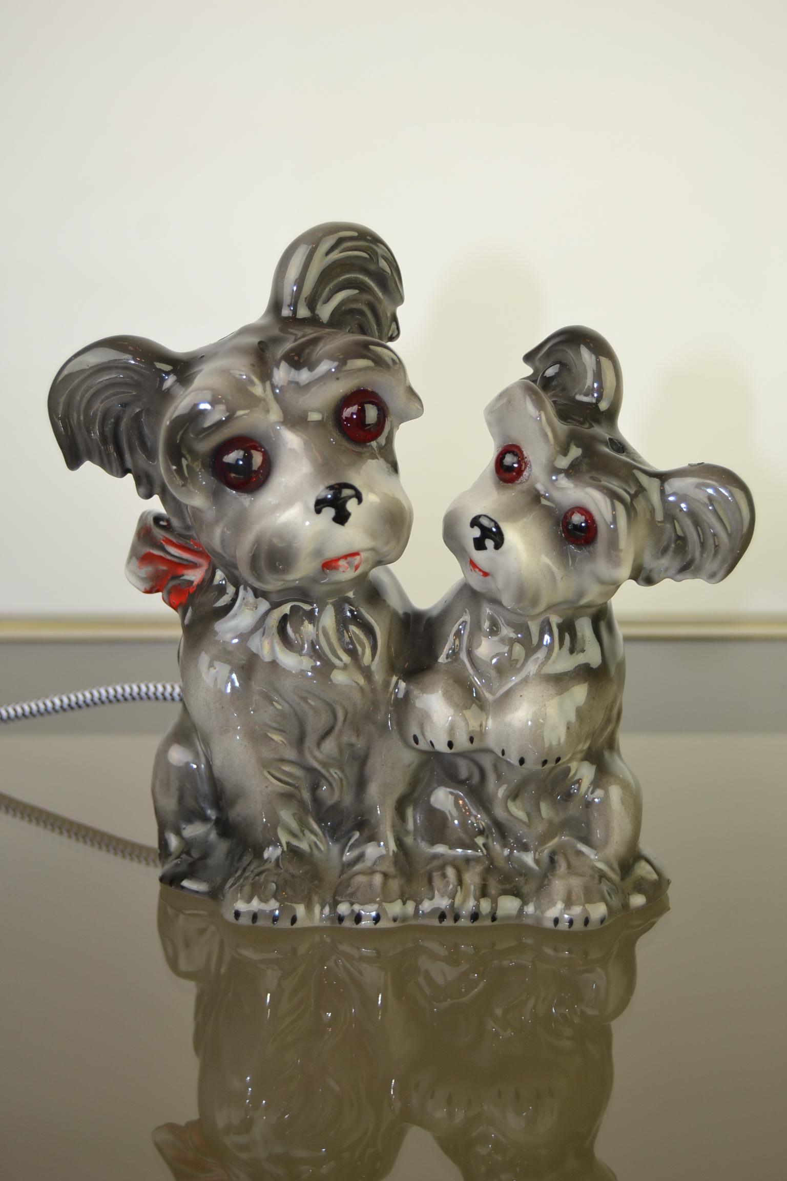 Porcelain Perfume Lamp with 2 Dogs, Germany, 1950s For Sale 9