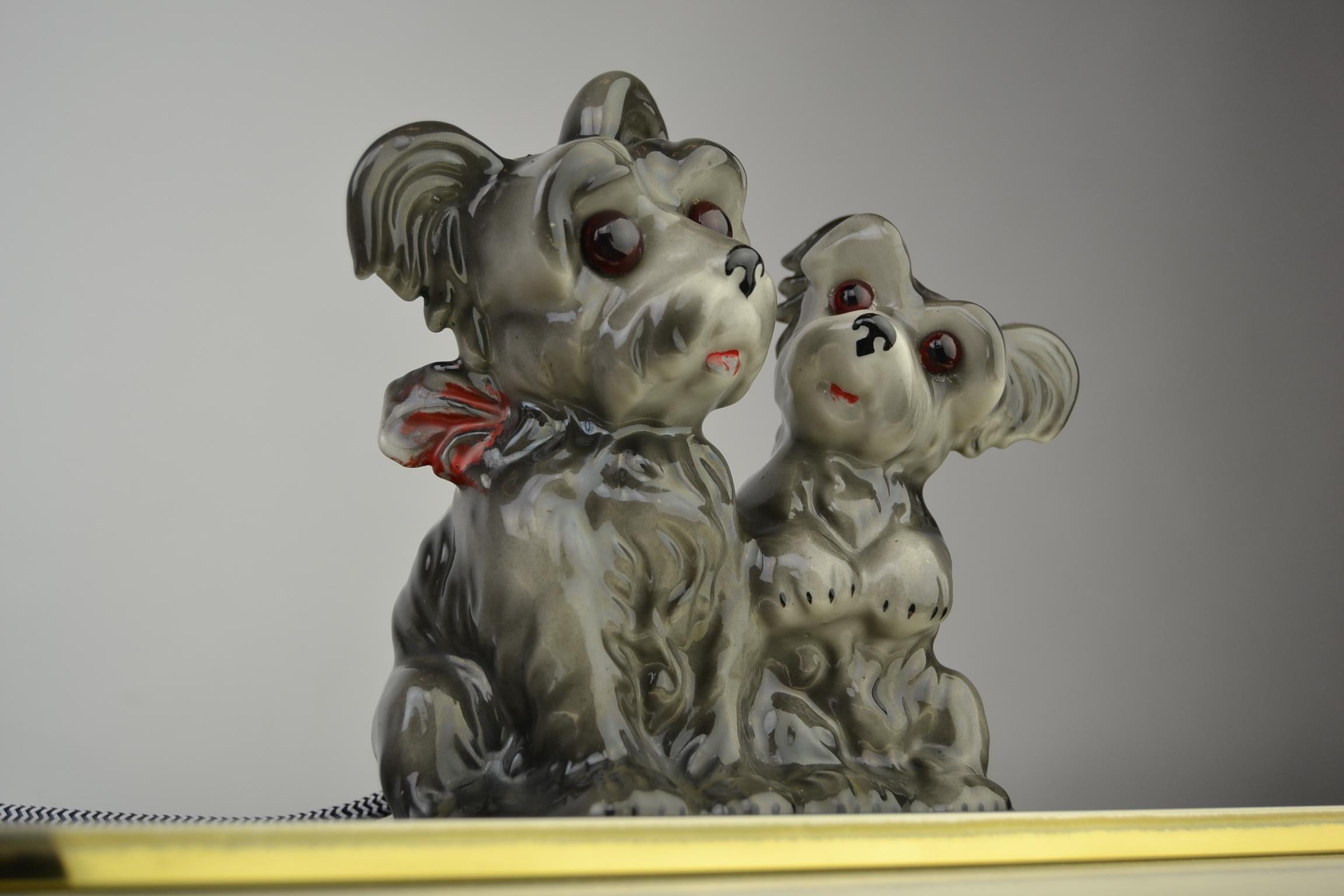 Parfümlampe aus Porzellan mit 2 Hunden, Deutschland, 1950er Jahre (20. Jahrhundert) im Angebot
