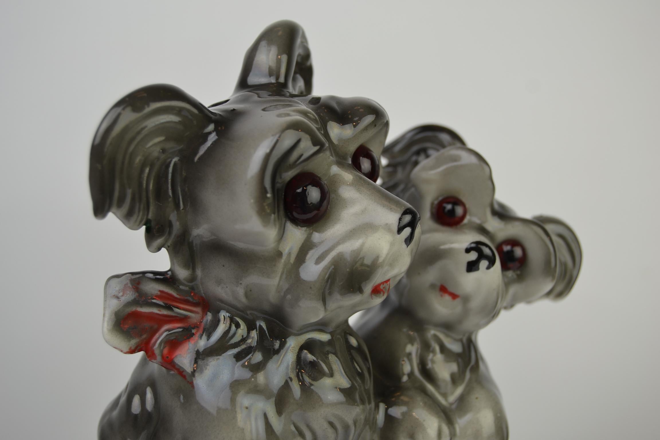 Mid-Century Modern Porcelain Perfume Lamp with 2 Dogs, Germany, 1950s For Sale