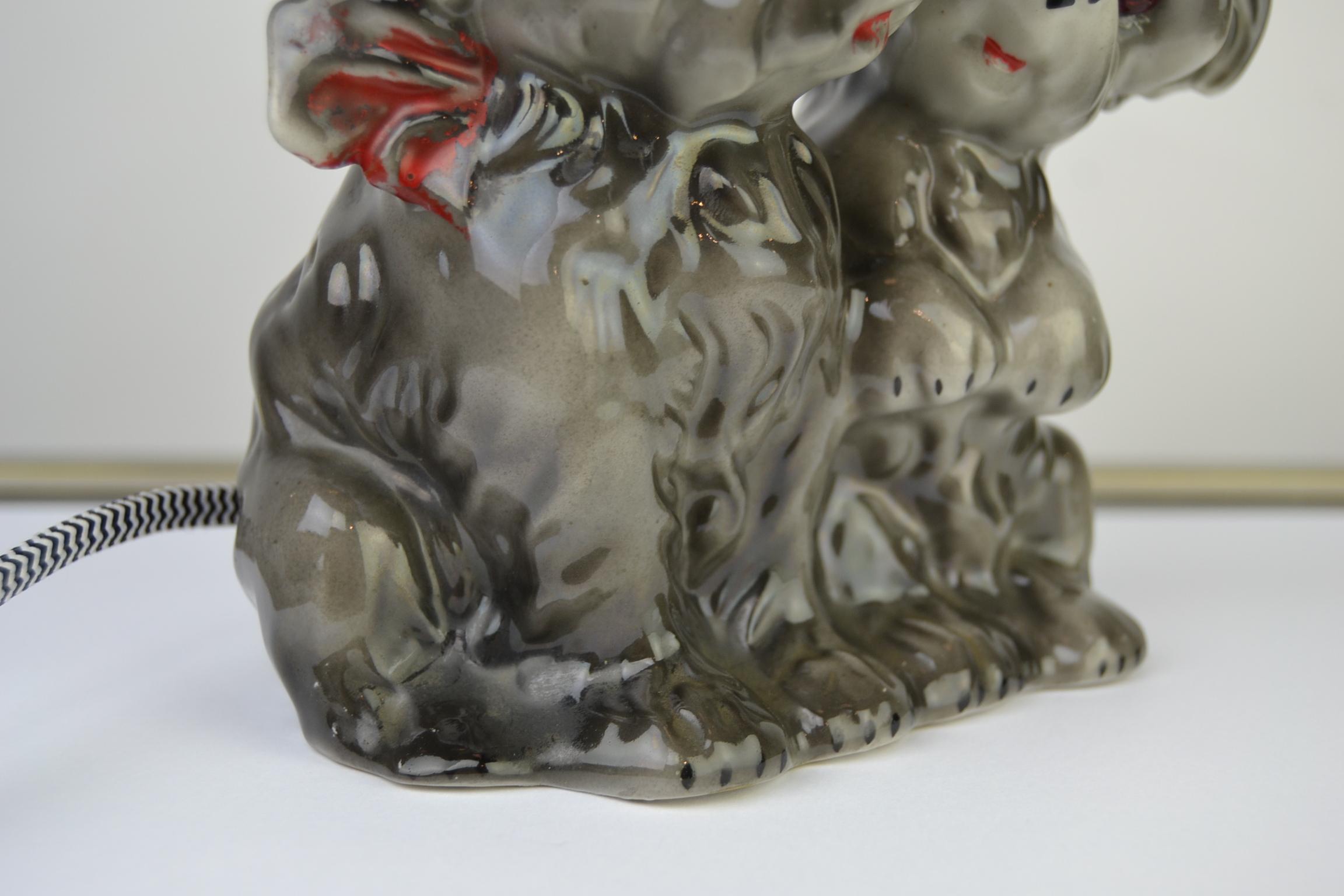 Porcelain Perfume Lamp with 2 Dogs, Germany, 1950s In Good Condition For Sale In Antwerp, BE