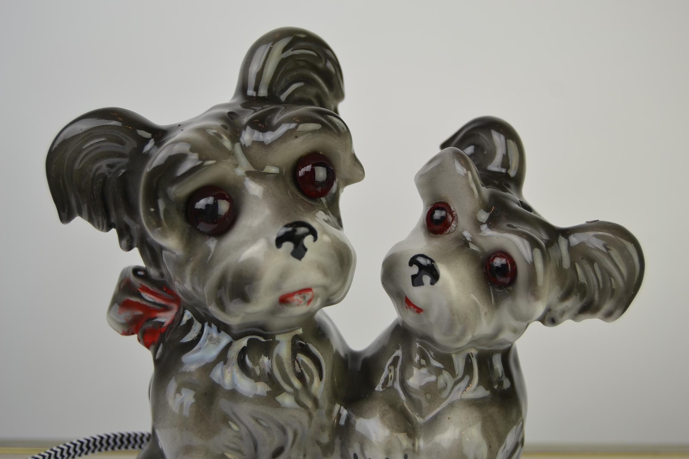 Porcelain Perfume Lamp with 2 Dogs, Germany, 1950s For Sale 1