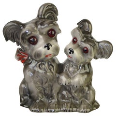 Lampe à parfum en porcelaine avec 2 chiens, Allemagne, années 1950