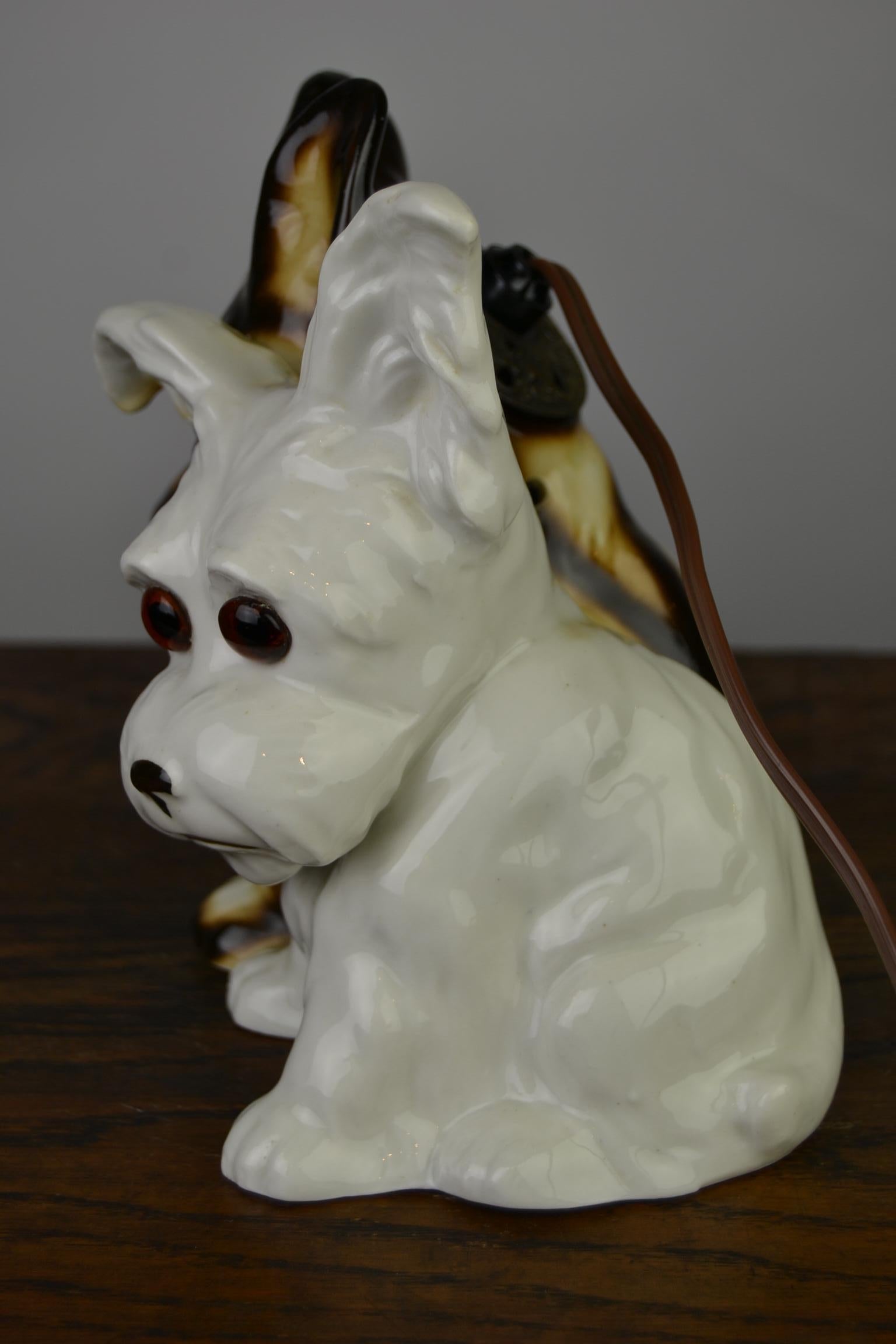 Porcelain Perfume Lamp with Two Dogs, Germany, 1950s 12