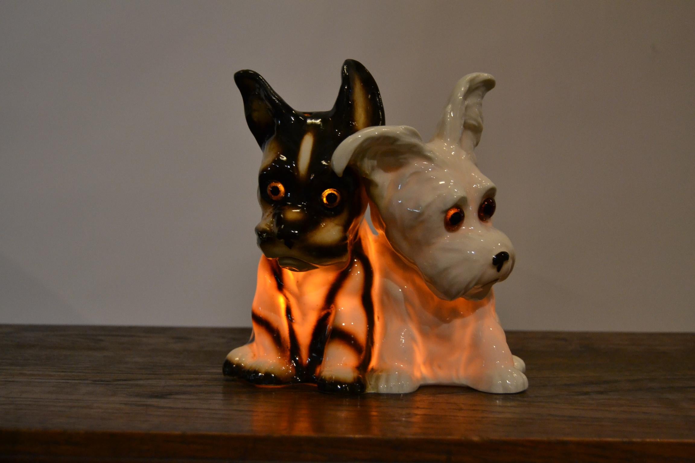 Porcelain Perfume Lamp with Two Dogs, Germany, 1950s 16