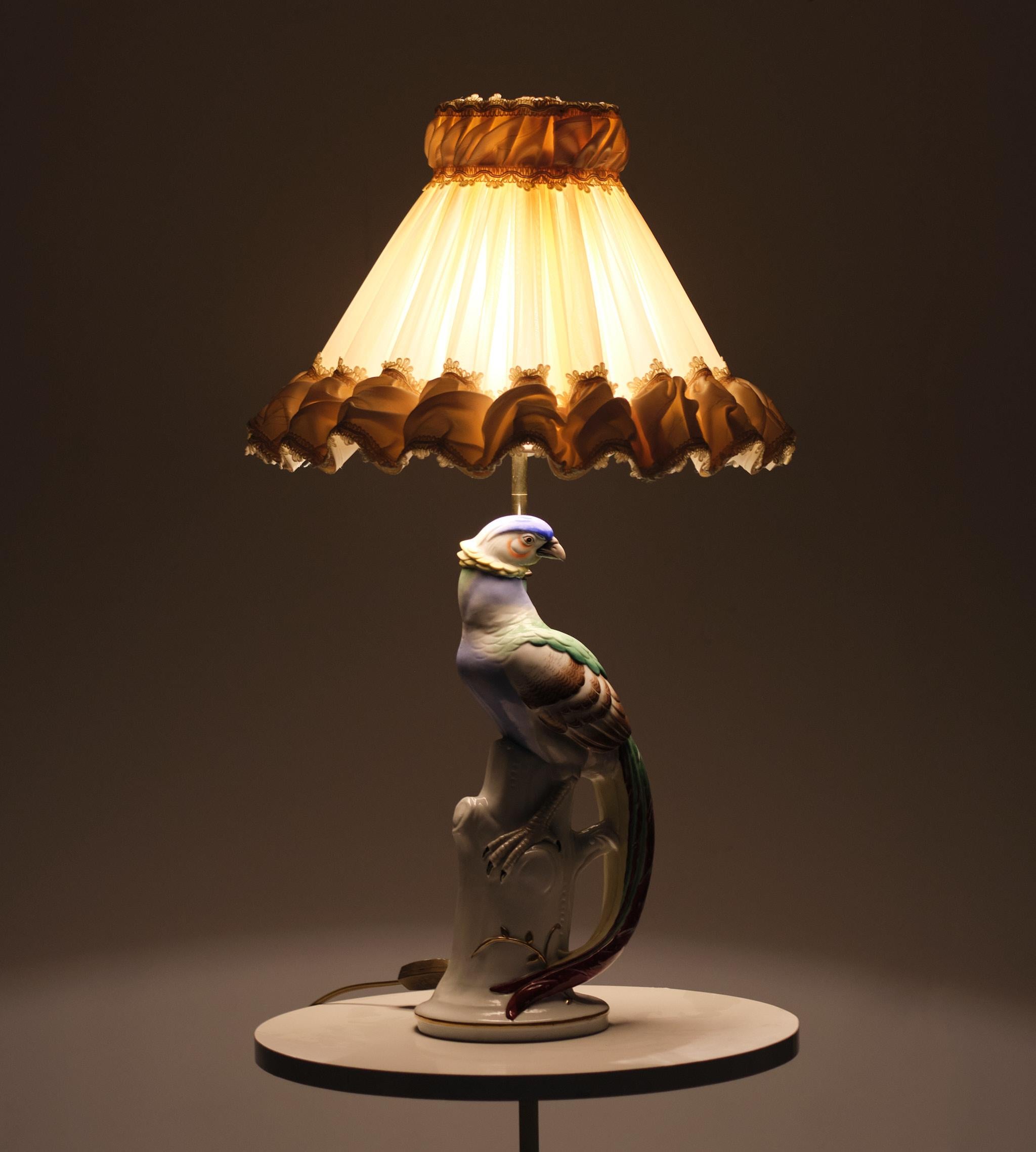 Porcelain Pheasant Table Lamp Germany 1950s For Sale 5