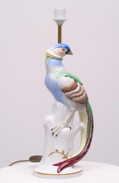 Porcelain Pheasant Table Lamp Germany 1950s