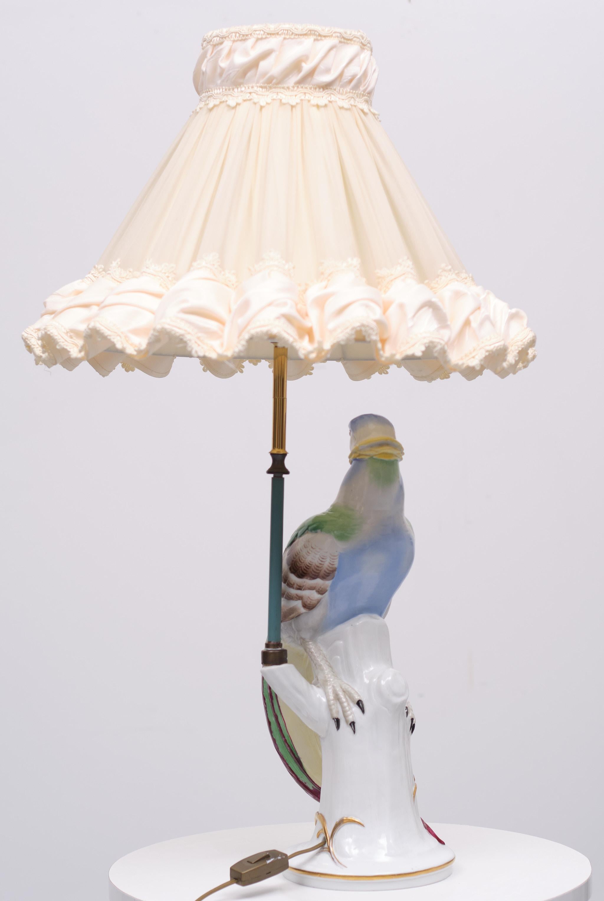 Porcelain Pheasant Table Lamp Germany 1950s For Sale 4