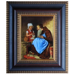Porcelain Picture Plate Painting after H. Kaulbach "an Old Pupil" MG 1990