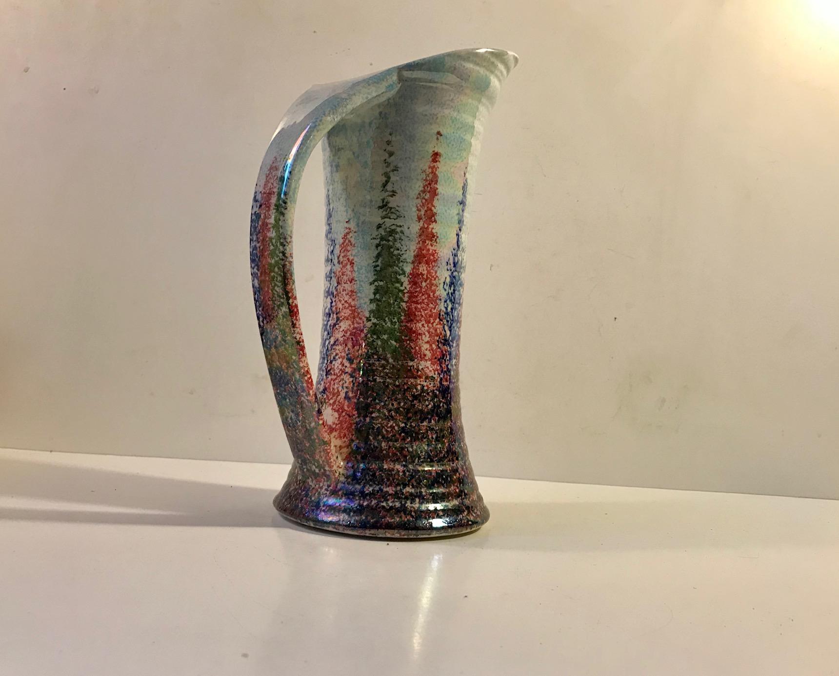 Porcelain Pitcher with Psychedelic Lustre from Royal Art Pottery, 1930s In Good Condition In Esbjerg, DK