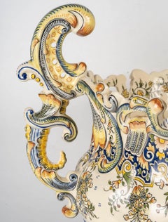 Porcelain Plant Pot from Desvres, 20th Century, Napoleon III Style.