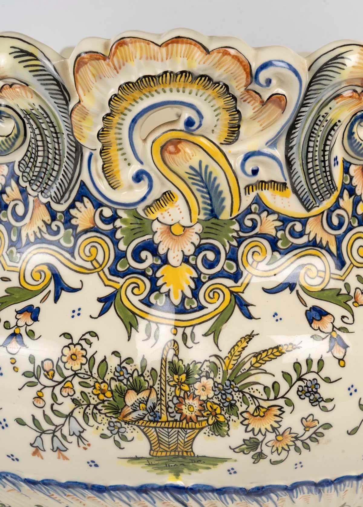 Francese Vaso per piante in porcellana di Desvres, XX secolo, stile Napoleone III. in vendita