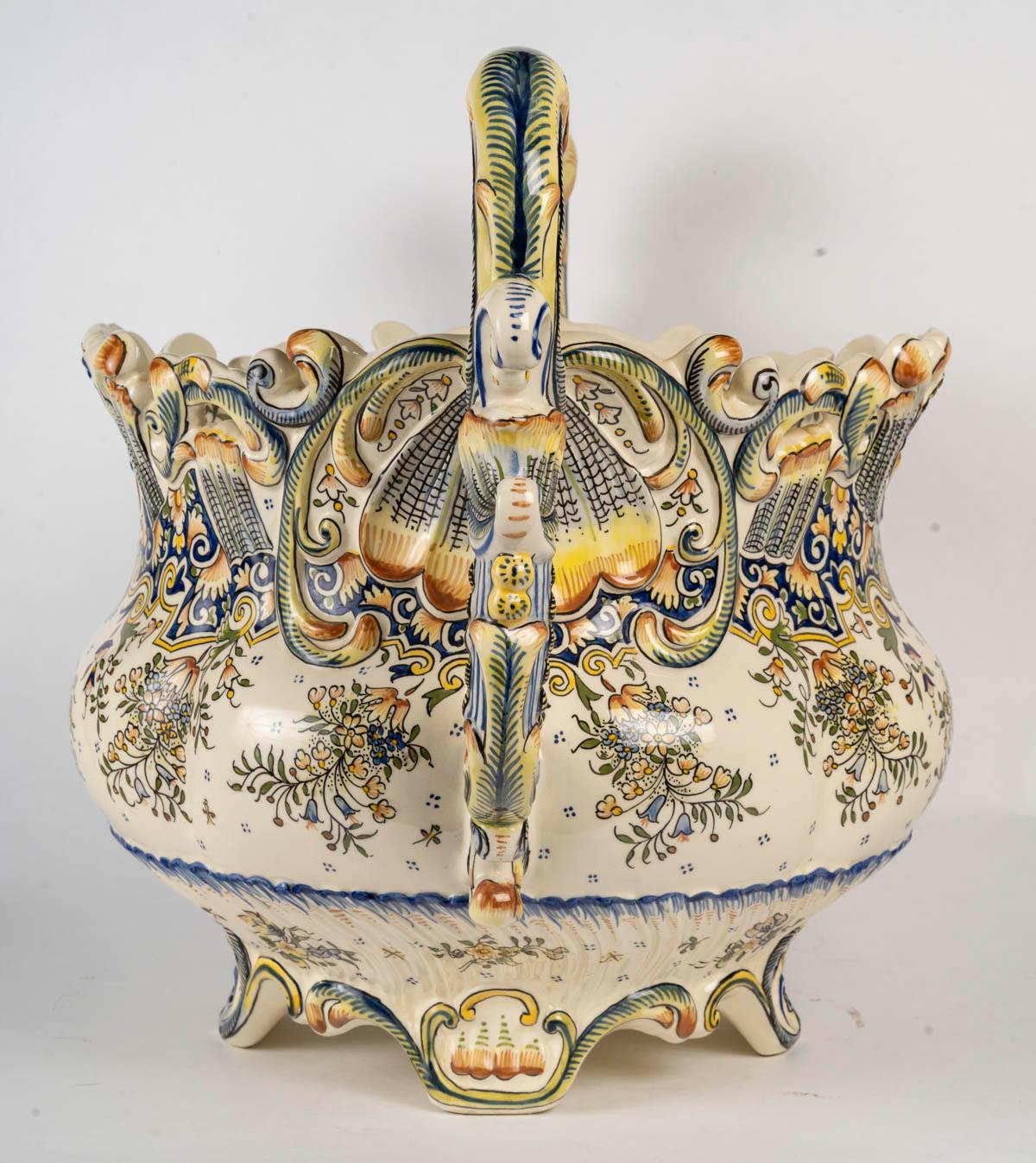 Vaso per piante in porcellana di Desvres, XX secolo, stile Napoleone III. in vendita 1