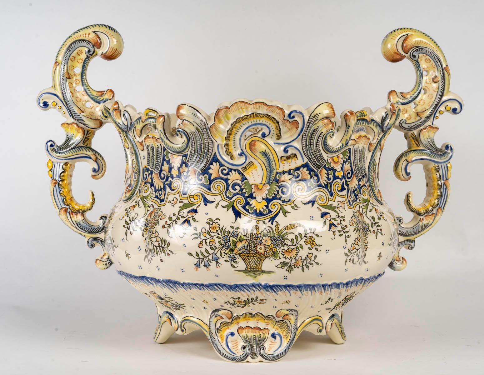 Vaso per piante in porcellana di Desvres, XX secolo, stile Napoleone III. in vendita 3