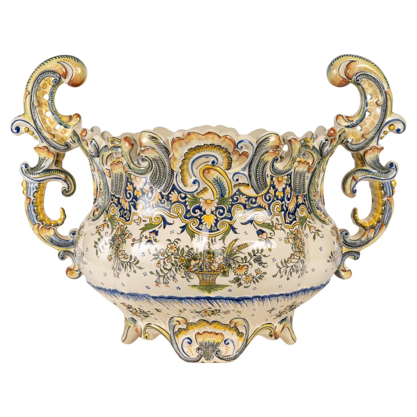 Vaso per piante in porcellana di Desvres, XX secolo, stile Napoleone III. in vendita