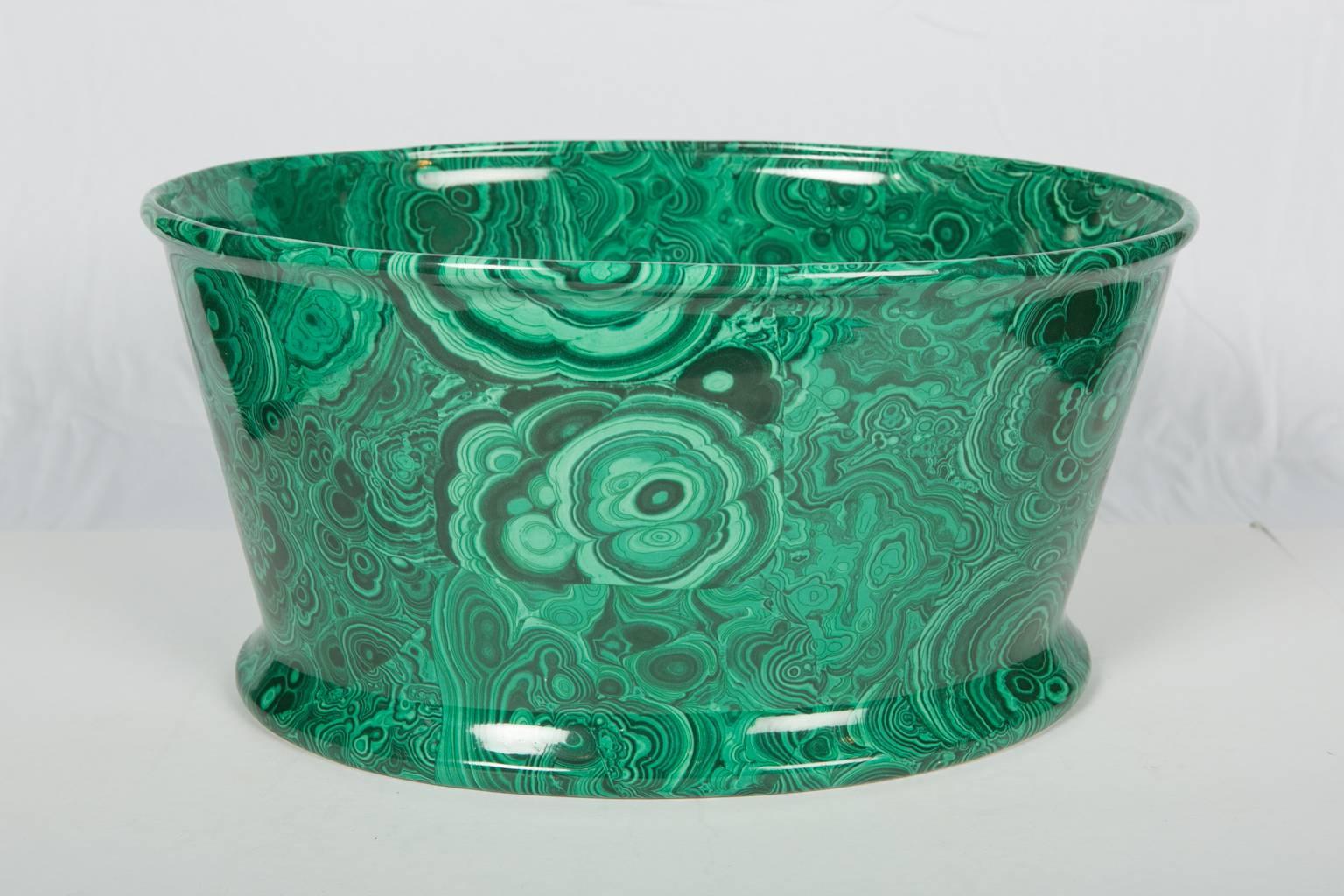 Empire Large Porcelain Planter Malachite Decorated 