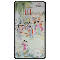 Porcelain Plaque Ladies in a Garden, Peoples Republic of China Made in 1982