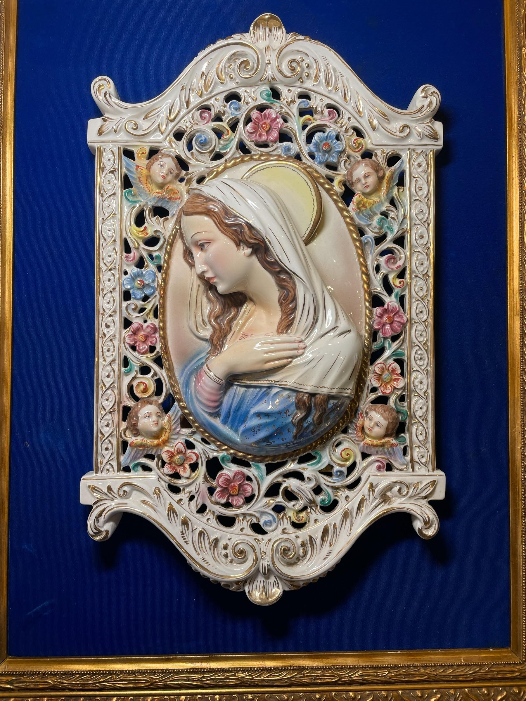 Unknown Porcelain Plaque Of The Holy Virgin Mary  For Sale