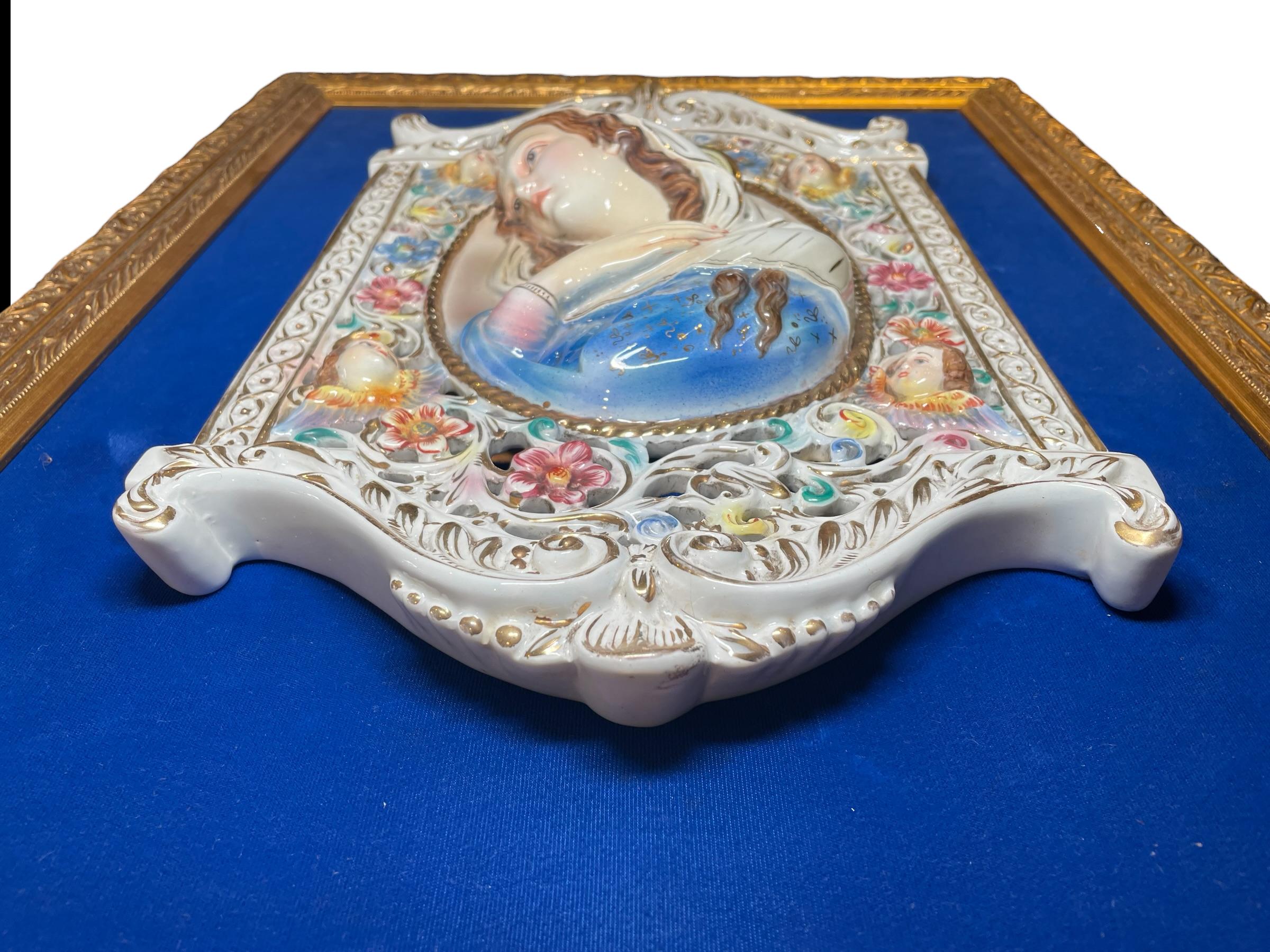 20th Century Porcelain Plaque Of The Holy Virgin Mary  For Sale