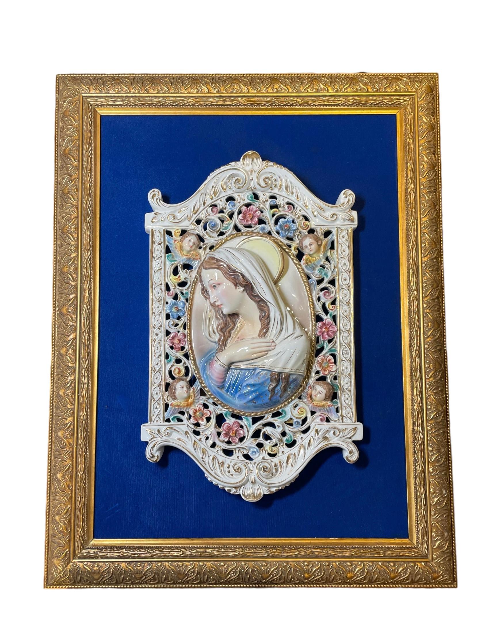 Porcelain Plaque Of The Holy Virgin Mary  For Sale 1